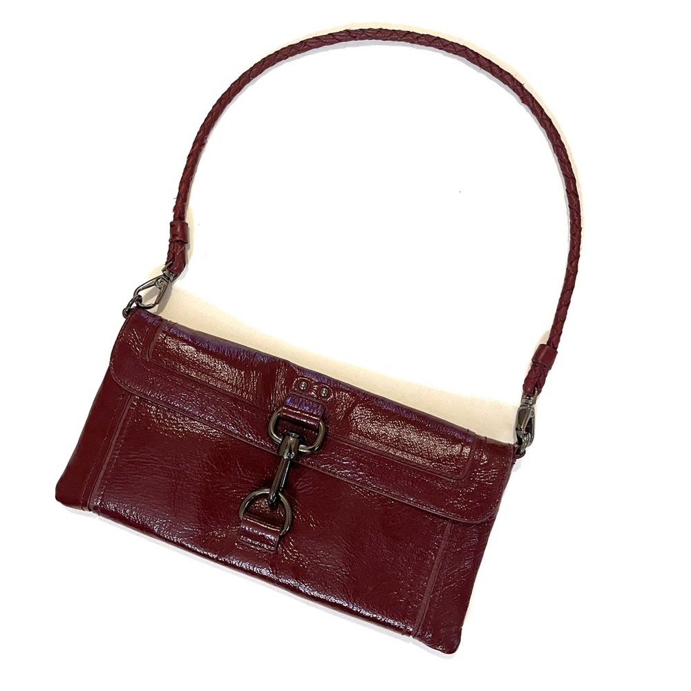 The Sak Burgundy Patent Leather Convertible Clutch / Shoulder Bag